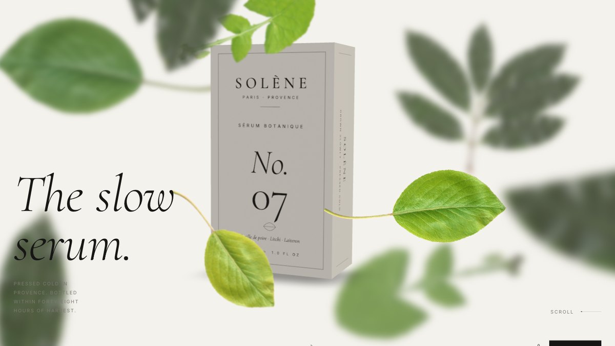 SOLÈNE No.07 — スキンケアのインタラクティブLP